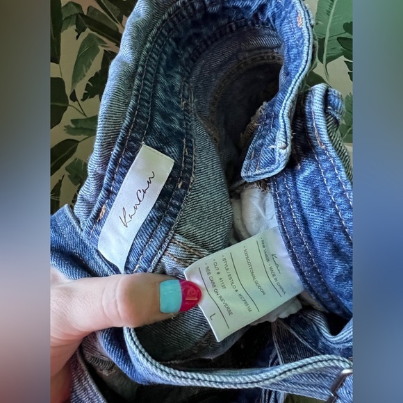 Kancan Denim Shortalls Distessed Overall Shorts Size L - Picture 6 of 6